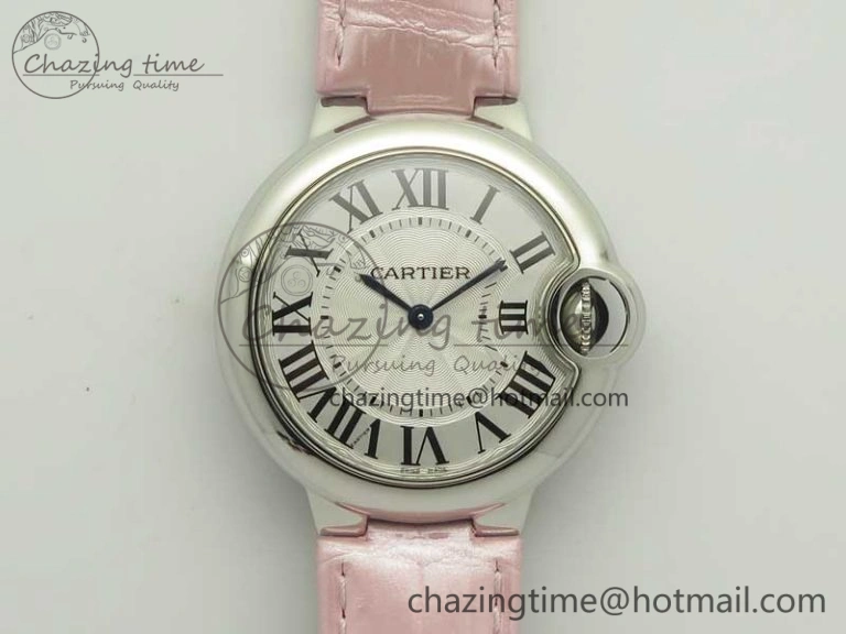 HighPerformance Ballon Bleu 33mm SS AF 1:1 Best Edition White Textured Dial on Crocodile Strap Jap Quartz 6199