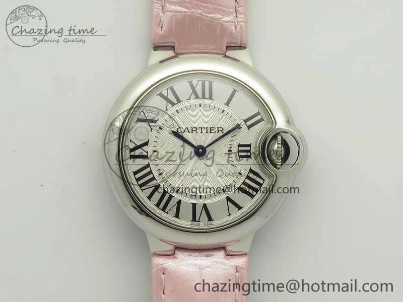 HighPerformance Ballon Bleu 33mm SS AF 1:1 Best Edition White Textured Dial on Crocodile Strap Jap Quartz 6199