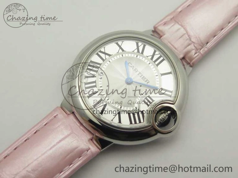 HighPerformance Ballon Bleu 33mm SS AF 1:1 Best Edition White Textured Dial on Crocodile Strap Jap Quartz 6199