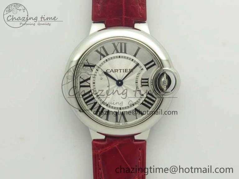 HighPerformance Ballon Bleu 33mm SS AF 1:1 Best Edition White Textured Dial on Crocodile Strap Jap Quartz 6199