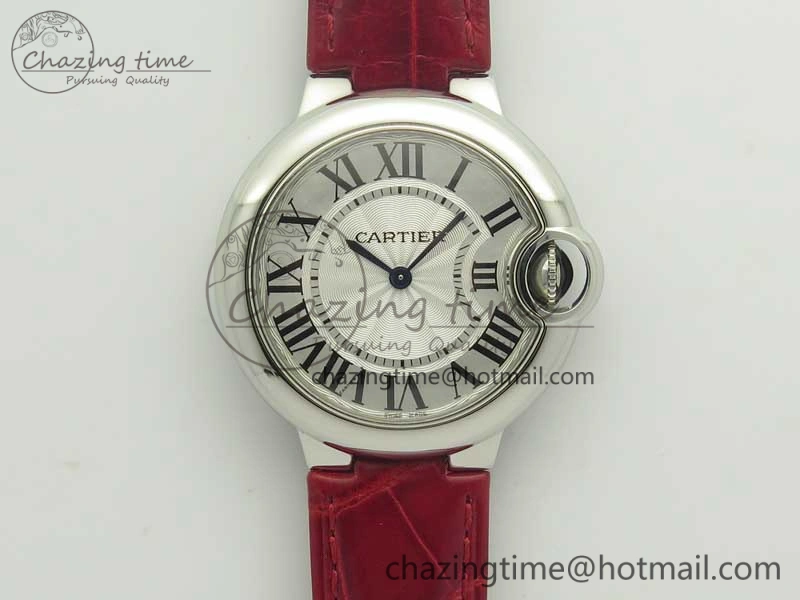 HighPerformance Ballon Bleu 33mm SS AF 1:1 Best Edition White Textured Dial on Crocodile Strap Jap Quartz 6199