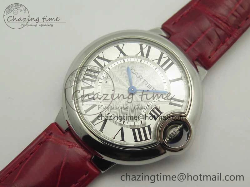 HighPerformance Ballon Bleu 33mm SS AF 1:1 Best Edition White Textured Dial on Crocodile Strap Jap Quartz 6199
