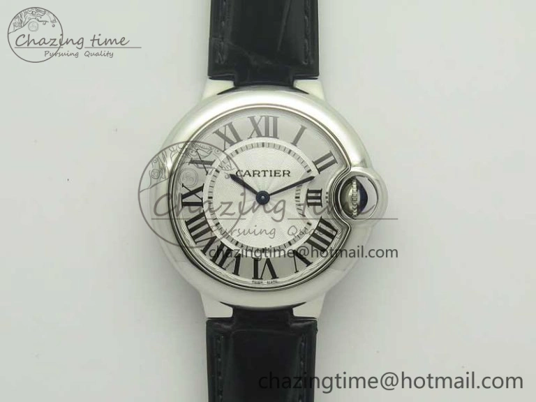 HighPerformance Ballon Bleu 33mm SS AF 1:1 Best Edition White Textured Dial on Crocodile Strap Jap Quartz 6199