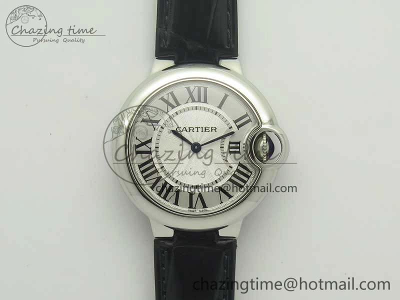 HighPerformance Ballon Bleu 33mm SS AF 1:1 Best Edition White Textured Dial on Crocodile Strap Jap Quartz 6199