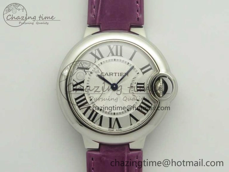 HighPerformance Ballon Bleu 33mm SS AF 1:1 Best Edition White Textured Dial on Crocodile Strap Jap Quartz 6199