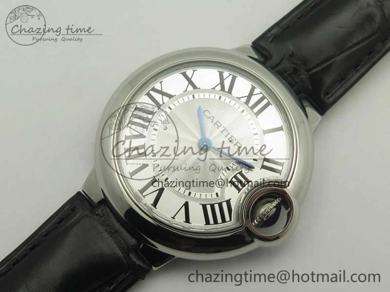 HighPerformance Ballon Bleu 33mm SS AF 1:1 Best Edition White Textured Dial on Crocodile Strap Jap Quartz 6199