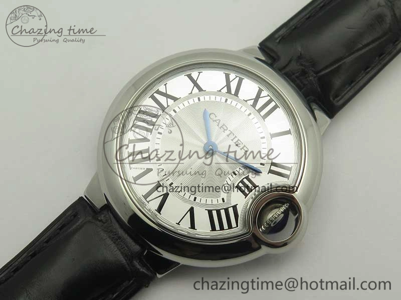 HighPerformance Ballon Bleu 33mm SS AF 1:1 Best Edition White Textured Dial on Crocodile Strap Jap Quartz 6199