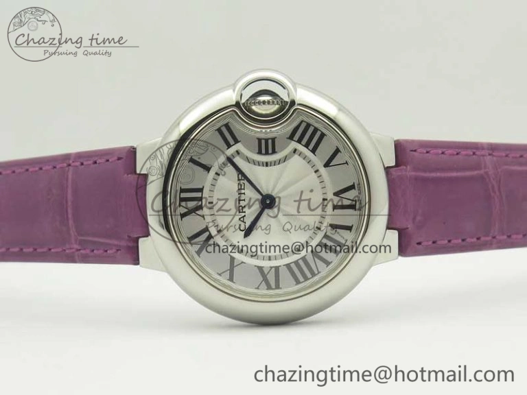 HighPerformance Ballon Bleu 33mm SS AF 1:1 Best Edition White Textured Dial on Crocodile Strap Jap Quartz 6199