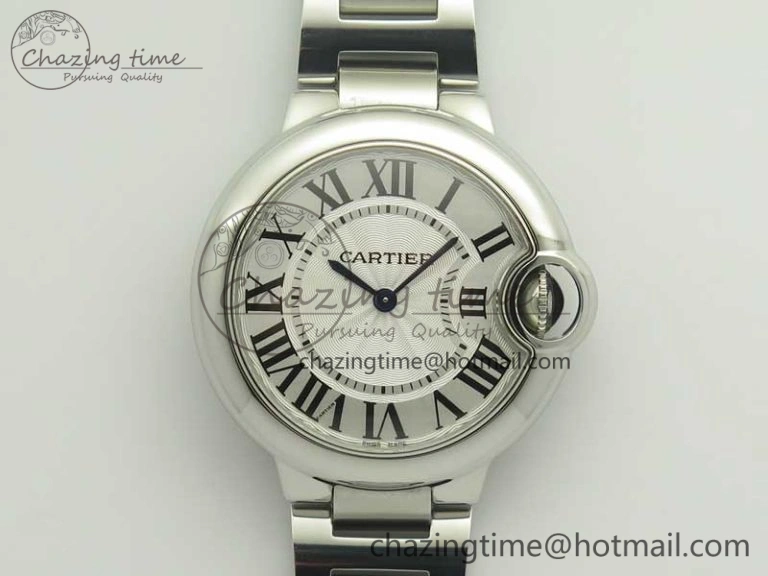 Ballon Bleu 33mm SS AF 1:1 Best Edition White Textured Dial on SS Bracelet Jap Quartz Refined 10669