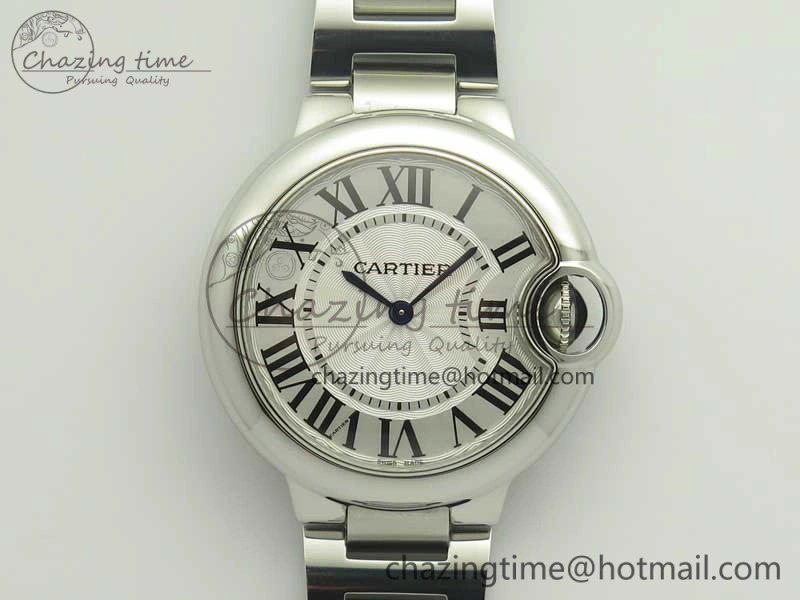 Ballon Bleu 33mm SS AF 1:1 Best Edition White Textured Dial on SS Bracelet Jap Quartz Refined 10669