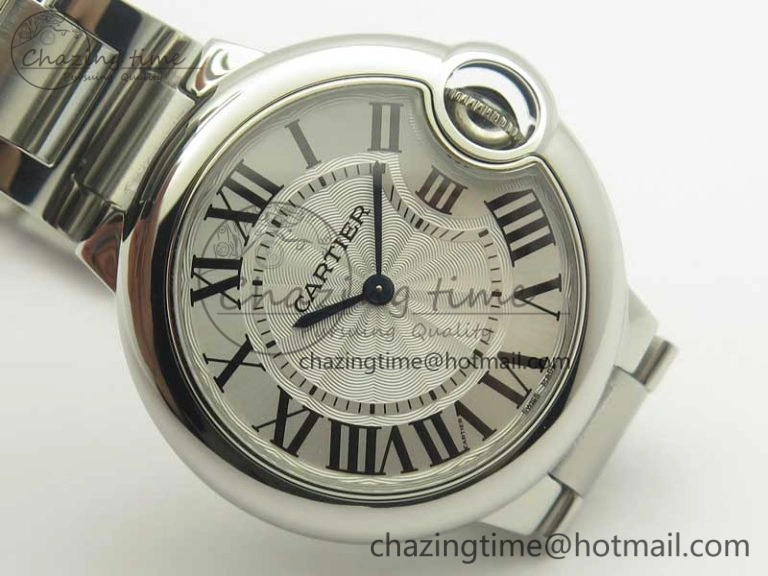 Ballon Bleu 33mm SS AF 1:1 Best Edition White Textured Dial on SS Bracelet Jap Quartz Refined 10669
