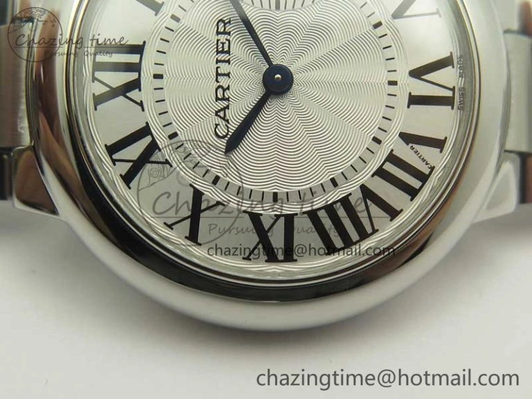Ballon Bleu 33mm SS AF 1:1 Best Edition White Textured Dial on SS Bracelet Jap Quartz Refined 10669