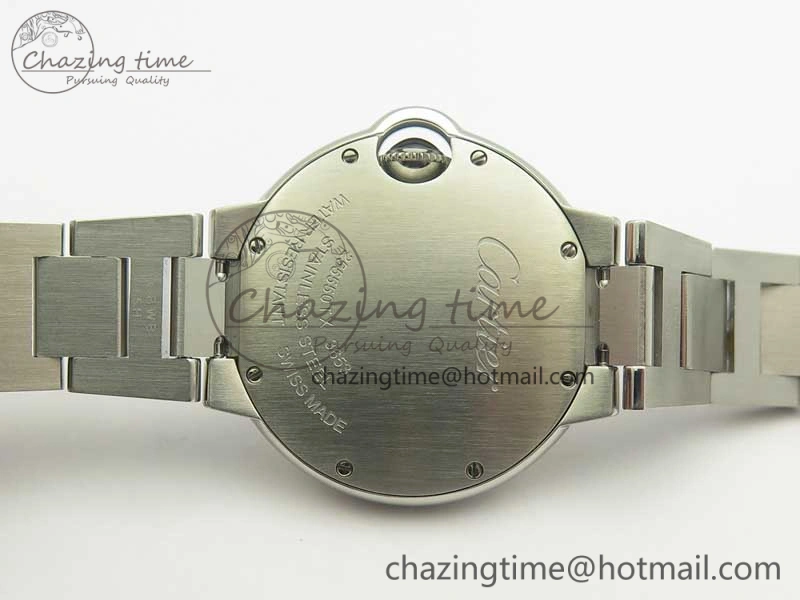 Ballon Bleu 33mm SS AF 1:1 Best Edition White Textured Dial on SS Bracelet Jap Quartz Refined 10669