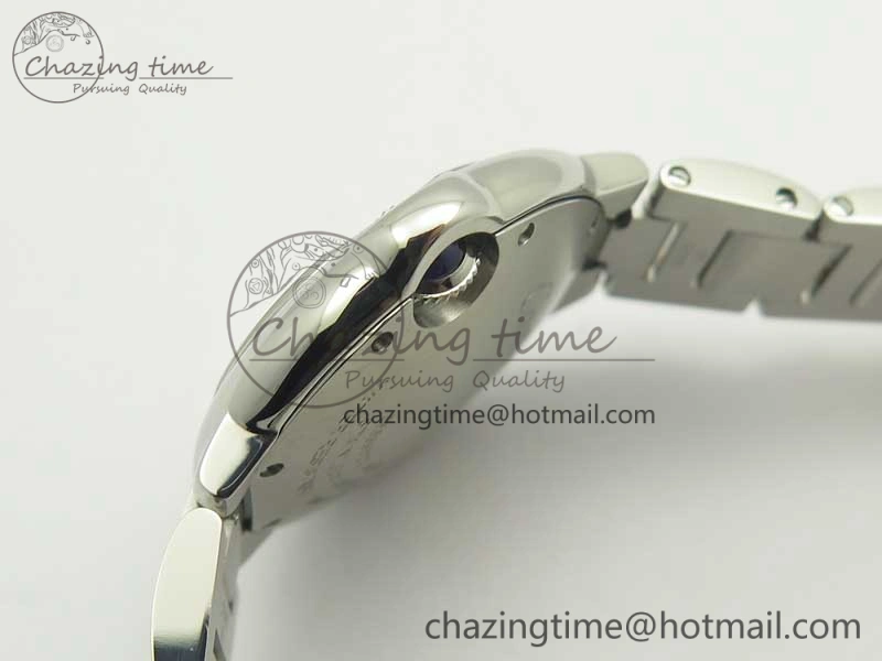 Ballon Bleu 33mm SS AF 1:1 Best Edition White Textured Dial on SS Bracelet Jap Quartz Refined 10669