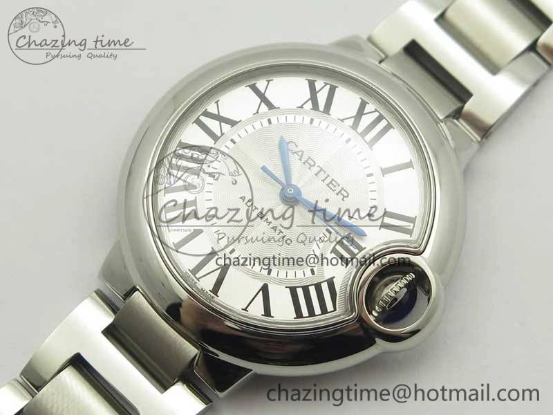 Ballon Bleu 33mm SS AF 1:1 Best Edition White Textured Dial on SS Bracelet SEIKO NH05A Elegant 10698