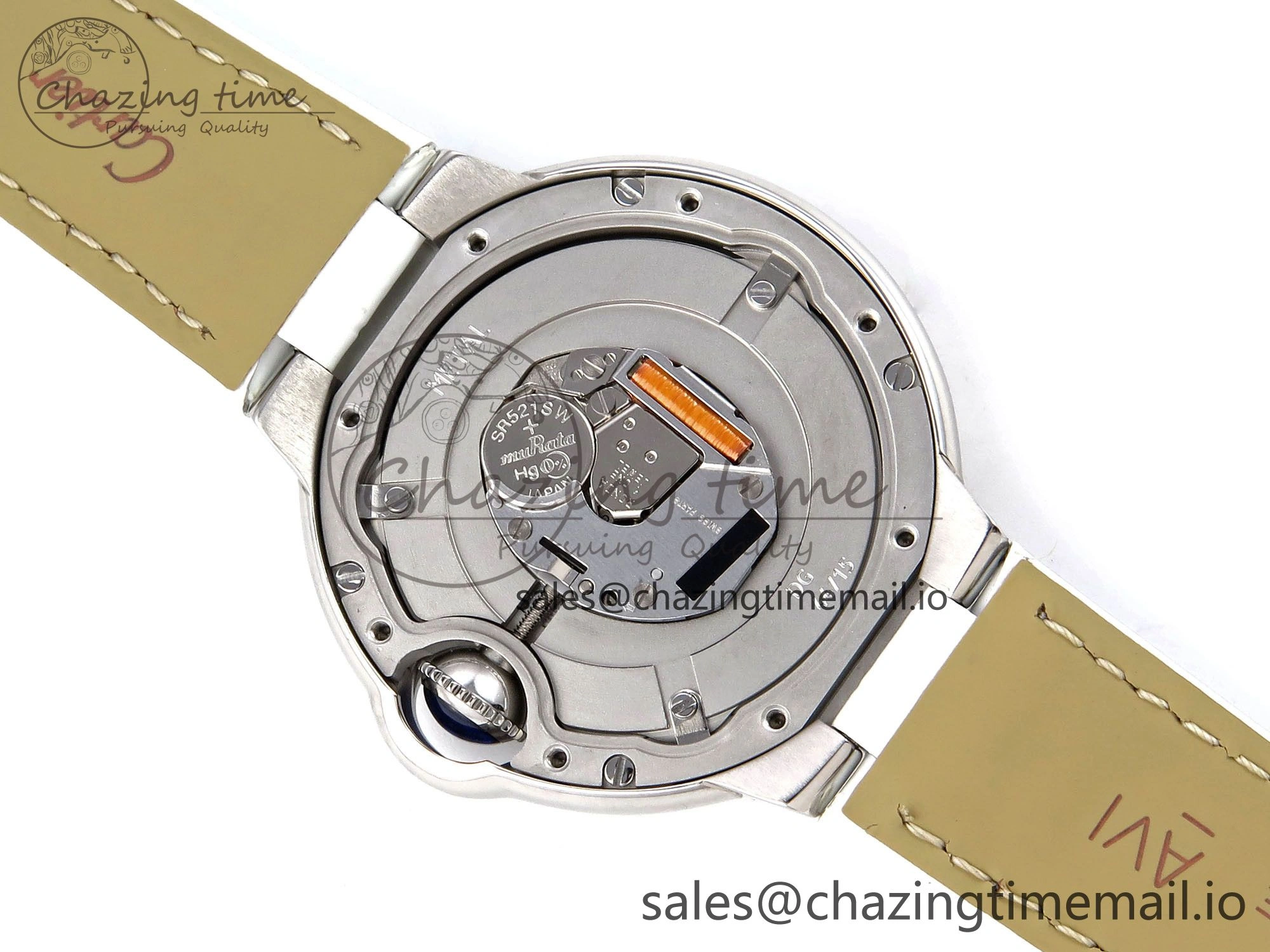 Soft Ballon Bleu 33mm SS AF 1:1 Best Edition White Textured Dial on White Crocodile Strap Jap Quartz 5890
