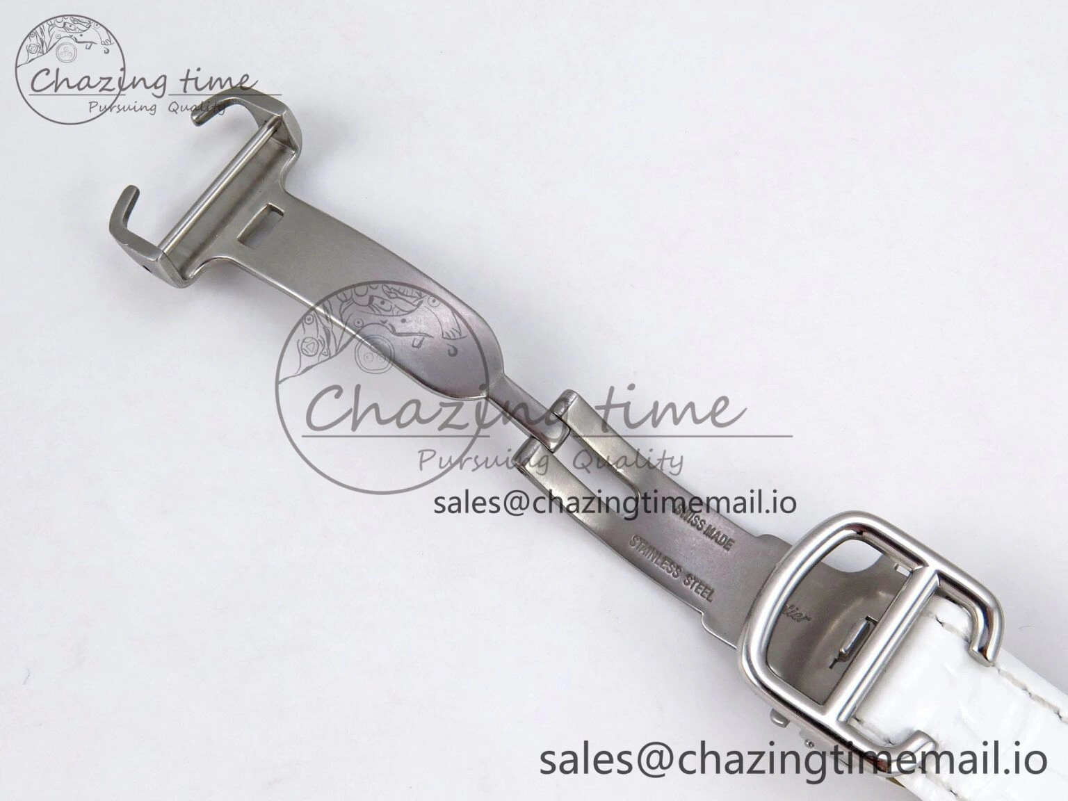 Soft Ballon Bleu 33mm SS AF 1:1 Best Edition White Textured Dial on White Crocodile Strap Jap Quartz 5890