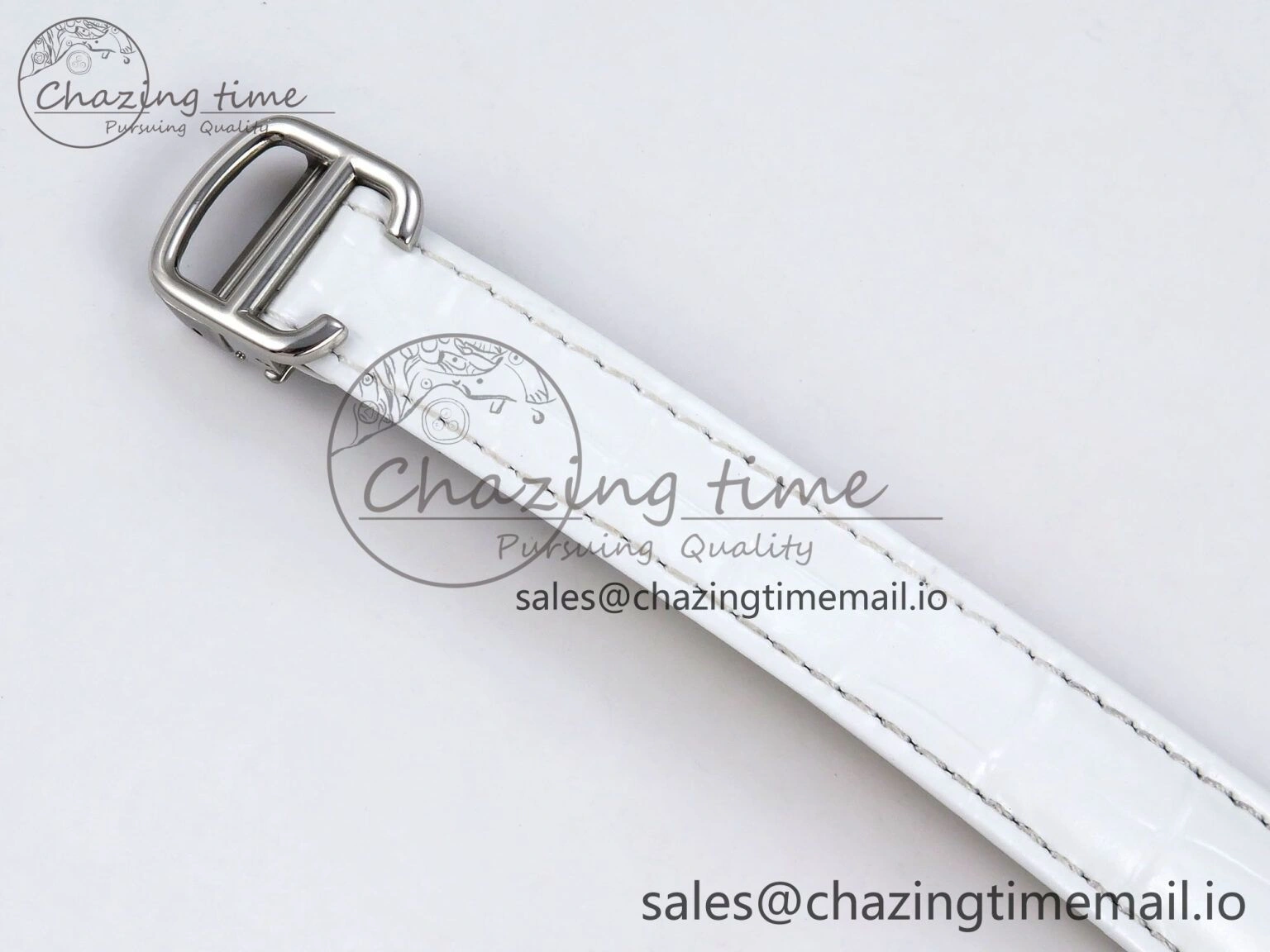 Soft Ballon Bleu 33mm SS AF 1:1 Best Edition White Textured Dial on White Crocodile Strap Jap Quartz 5890
