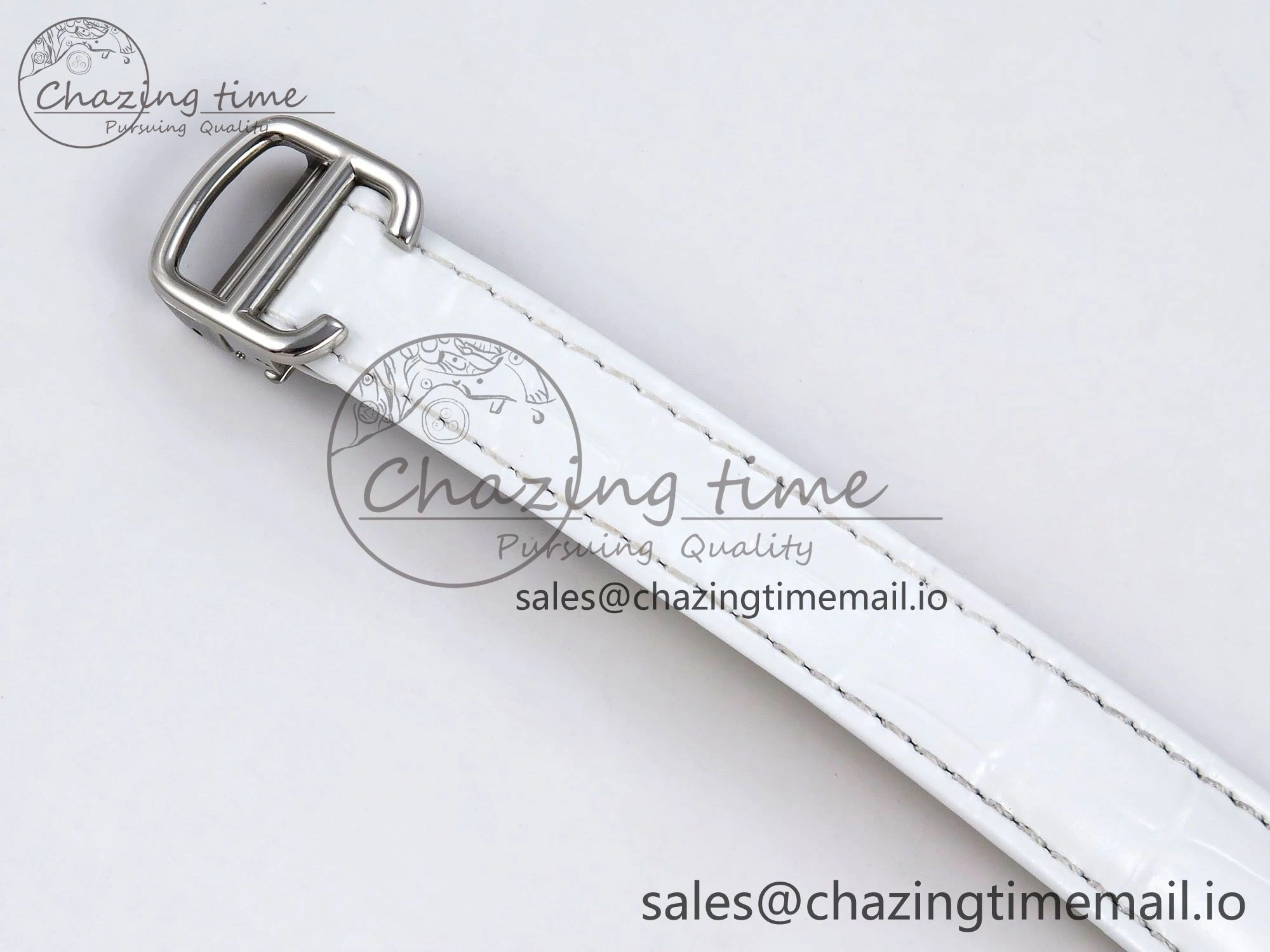 Soft Ballon Bleu 33mm SS AF 1:1 Best Edition White Textured Dial on White Crocodile Strap Jap Quartz 5890
