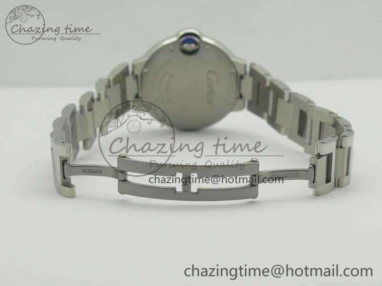 Ballon Bleu 33mm SS Diamond Bezel V6F 1:1 Best Edition White MOP Dial On SS Bracelet Quartz WeatherProof 6240