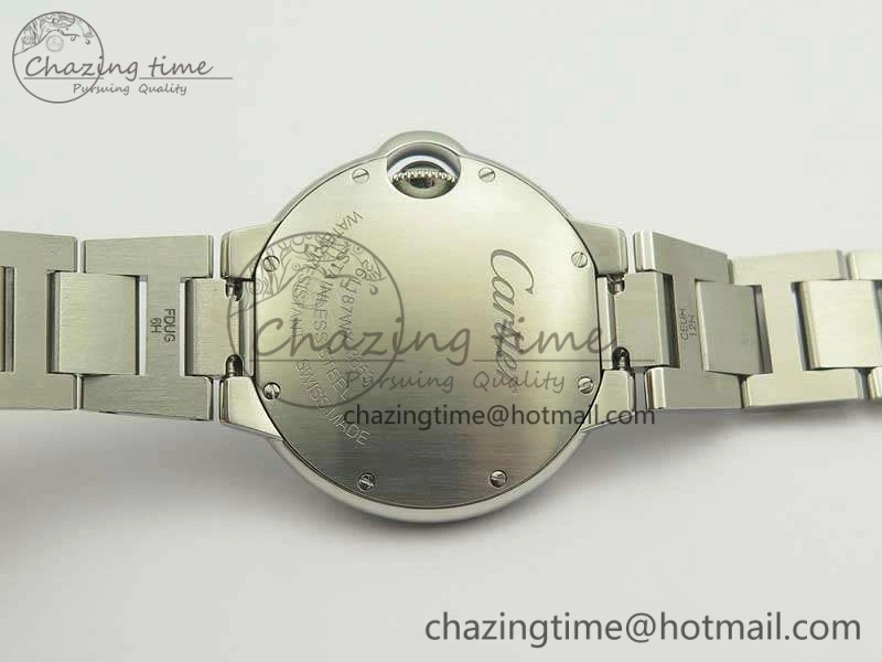 Ballon Bleu 33mm SS Diamond Bezel V6F 1:1 Best Edition White MOP Dial On SS Bracelet Quartz WeatherProof 6240