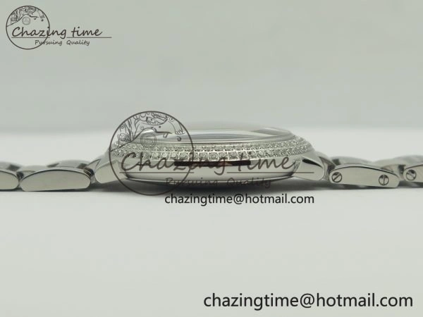 Ballon Bleu 33mm SS Diamond Bezel V6F 1:1 Best Edition White MOP Dial On SS Bracelet Quartz WeatherProof 6240