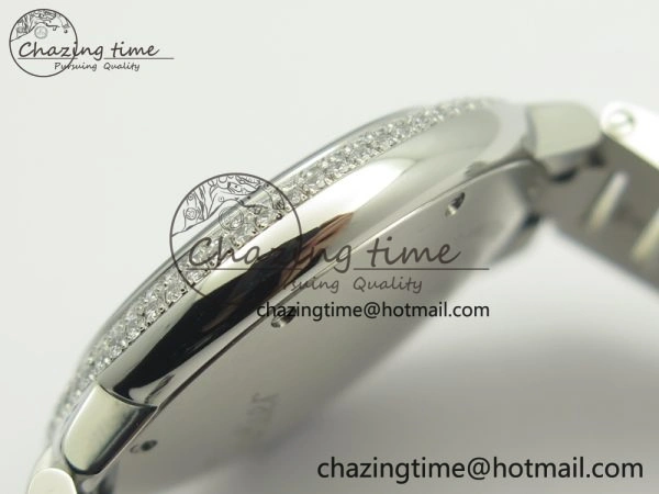 Ballon Bleu 33mm SS Diamond Bezel V6F 1:1 Best Edition White MOP Dial On SS Bracelet Quartz WeatherProof 6240