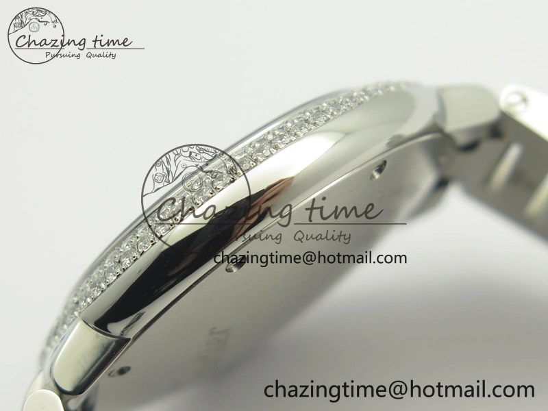 Ballon Bleu 33mm SS Diamond Bezel V6F 1:1 Best Edition White MOP Dial On SS Bracelet Quartz WeatherProof 6240