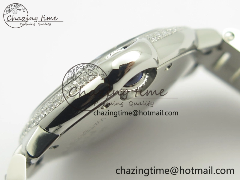 Ballon Bleu 33mm SS Diamond Bezel V6F 1:1 Best Edition White MOP Dial On SS Bracelet Quartz WeatherProof 6240
