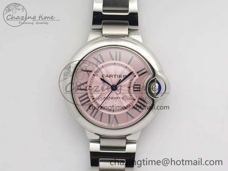 Affordable Ballon Bleu 33mm SS TW 1:1 Best Edition Pink Textured Dial On SS Bracelet SEIKO NH05A 6282