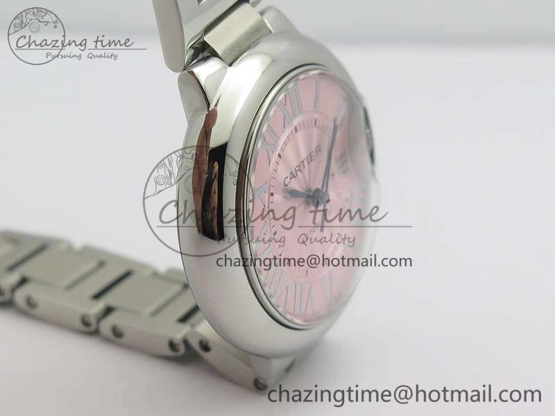 Affordable Ballon Bleu 33mm SS TW 1:1 Best Edition Pink Textured Dial On SS Bracelet SEIKO NH05A 6282
