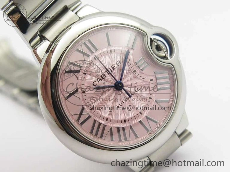 Affordable Ballon Bleu 33mm SS TW 1:1 Best Edition Pink Textured Dial On SS Bracelet SEIKO NH05A 6282