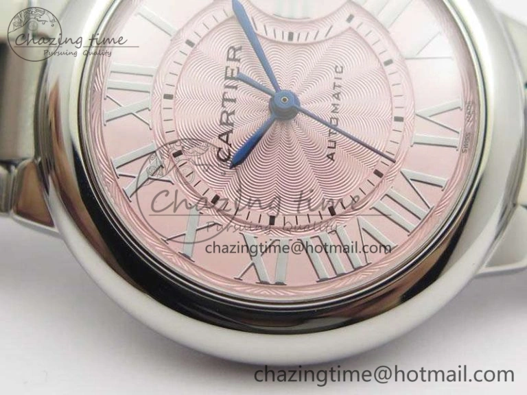Affordable Ballon Bleu 33mm SS TW 1:1 Best Edition Pink Textured Dial On SS Bracelet SEIKO NH05A 6282