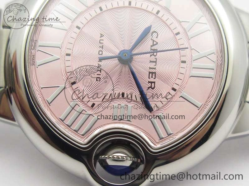 Affordable Ballon Bleu 33mm SS TW 1:1 Best Edition Pink Textured Dial On SS Bracelet SEIKO NH05A 6282