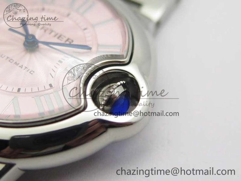 Affordable Ballon Bleu 33mm SS TW 1:1 Best Edition Pink Textured Dial On SS Bracelet SEIKO NH05A 6282