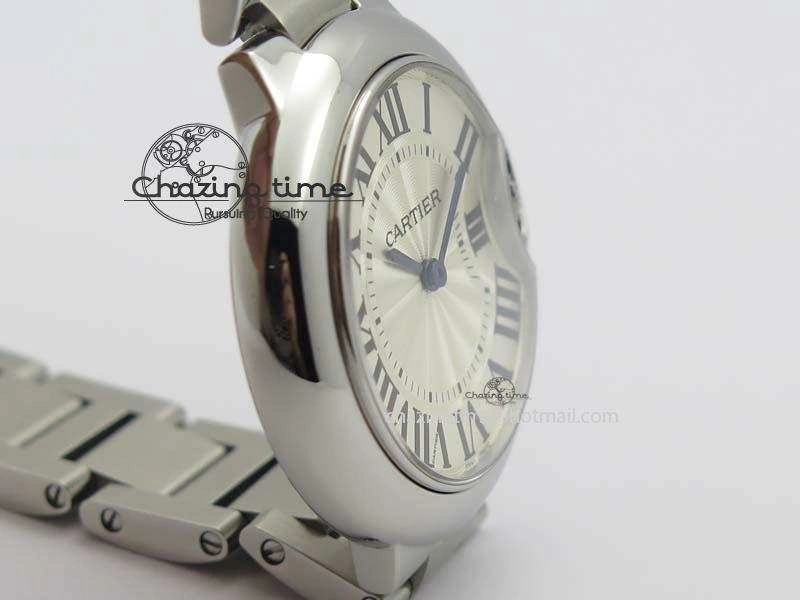 Soft Ballon Bleu 33mm SS TW 1:1 Best Edition White Dial On SS Bracelet Ronda Quartz 6308