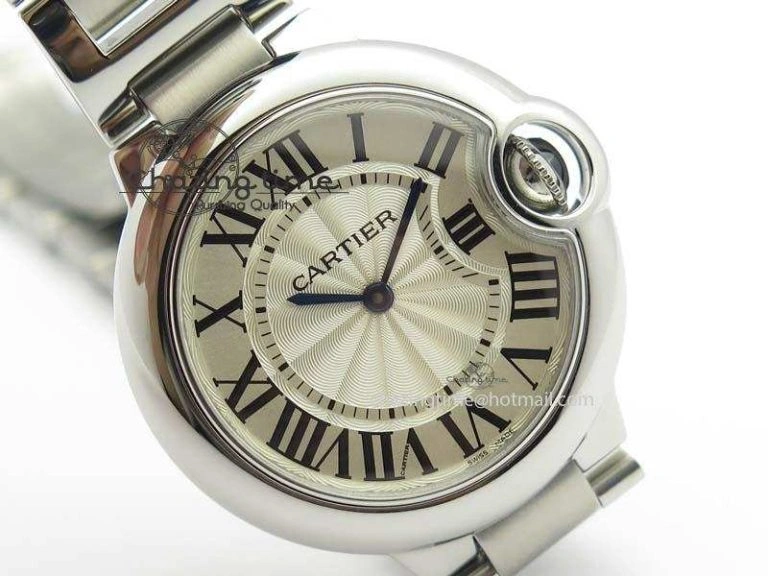 Soft Ballon Bleu 33mm SS TW 1:1 Best Edition White Dial On SS Bracelet Ronda Quartz 6308