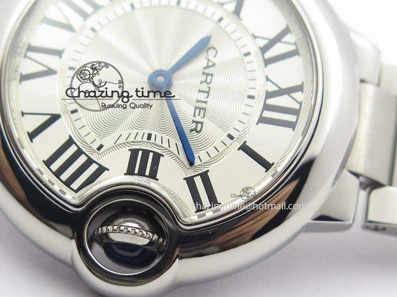 Soft Ballon Bleu 33mm SS TW 1:1 Best Edition White Dial On SS Bracelet Ronda Quartz 6308