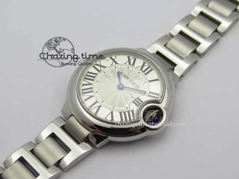 Soft Ballon Bleu 33mm SS TW 1:1 Best Edition White Dial On SS Bracelet Ronda Quartz 6308