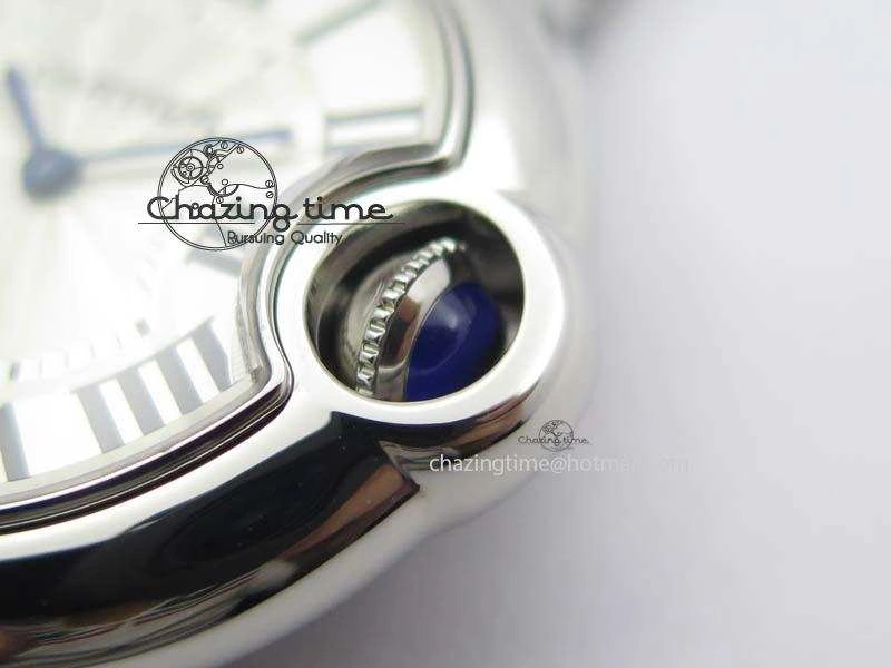 Soft Ballon Bleu 33mm SS TW 1:1 Best Edition White Dial On SS Bracelet Ronda Quartz 6308