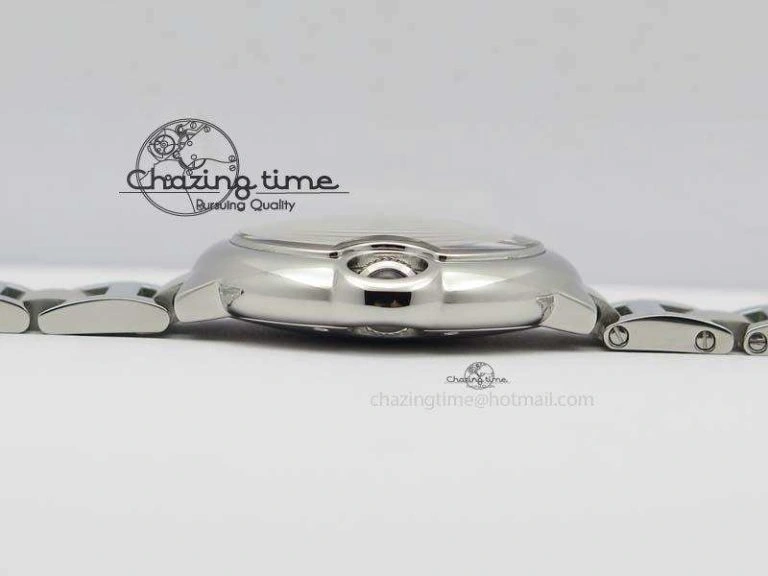 Soft Ballon Bleu 33mm SS TW 1:1 Best Edition White Dial On SS Bracelet Ronda Quartz 6308