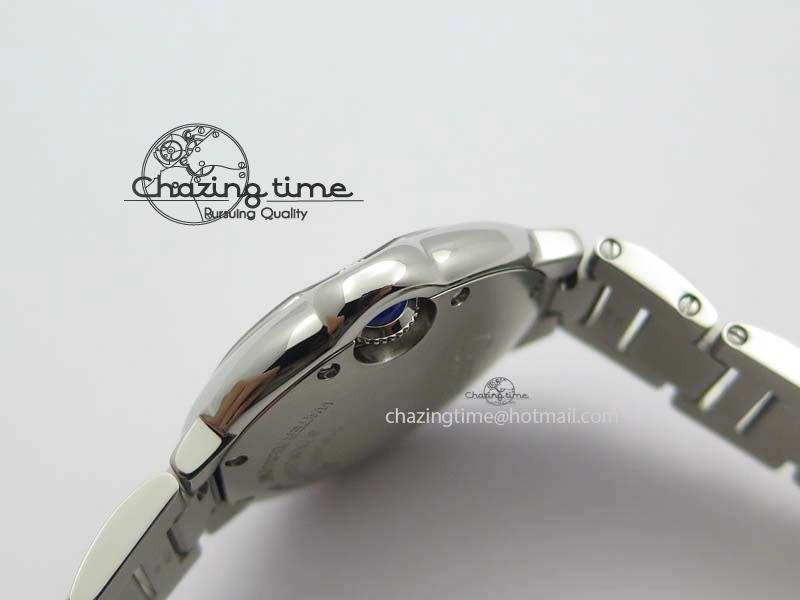 Soft Ballon Bleu 33mm SS TW 1:1 Best Edition White Dial On SS Bracelet Ronda Quartz 6308