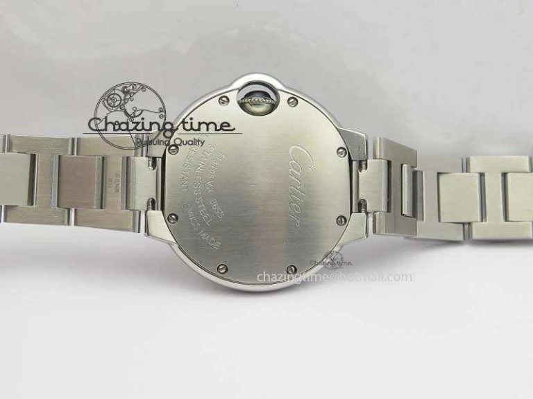 Soft Ballon Bleu 33mm SS TW 1:1 Best Edition White Dial On SS Bracelet Ronda Quartz 6308