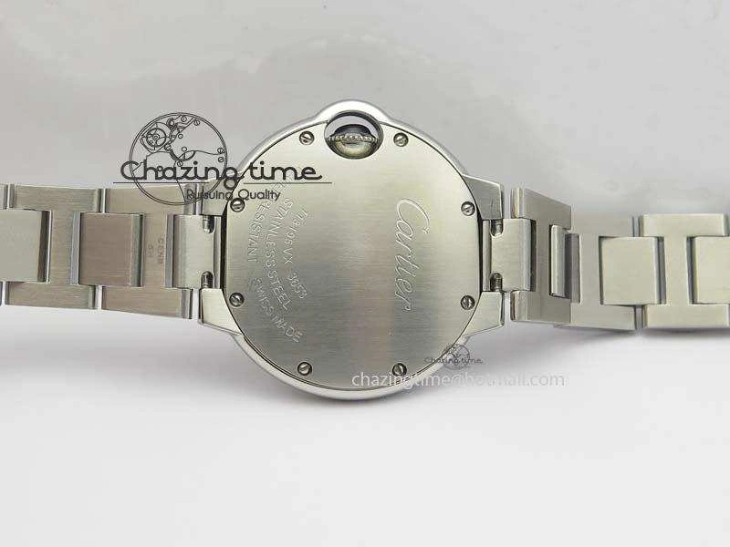 Soft Ballon Bleu 33mm SS TW 1:1 Best Edition White Dial On SS Bracelet Ronda Quartz 6308