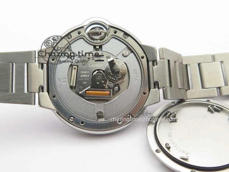 Soft Ballon Bleu 33mm SS TW 1:1 Best Edition White Dial On SS Bracelet Ronda Quartz 6308