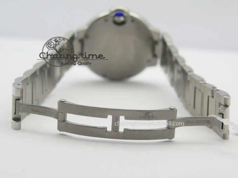 Soft Ballon Bleu 33mm SS TW 1:1 Best Edition White Dial On SS Bracelet Ronda Quartz 6308
