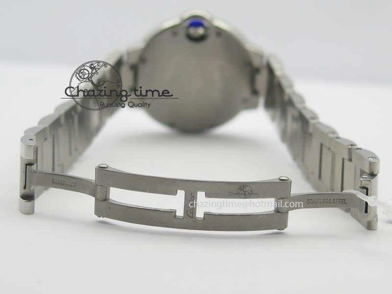 Soft Ballon Bleu 33mm SS TW 1:1 Best Edition White Dial On SS Bracelet Ronda Quartz 6308