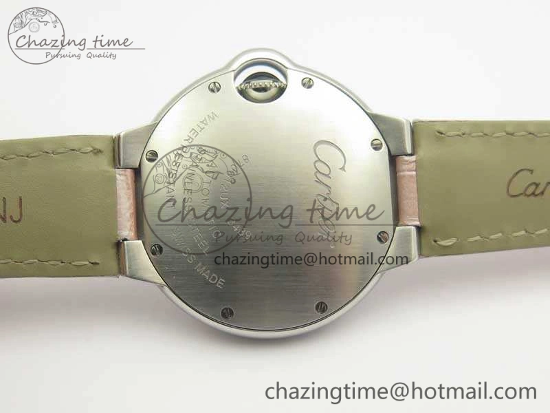 Ballon Bleu 33mm SS V6F 1:1 Best Edition Pink MOP Dial On Pink Leather Strap SEIKO NH05A Sleek 6243