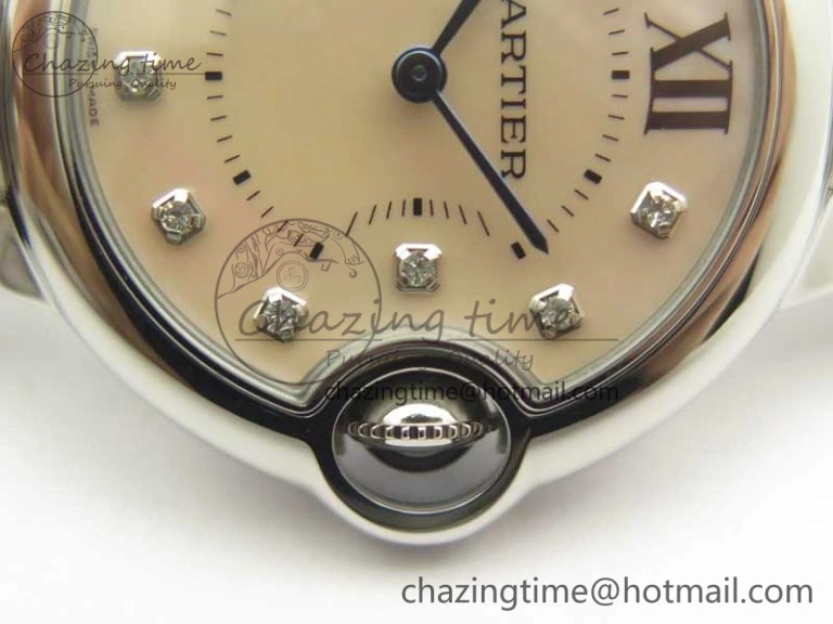 Ballon Bleu 33mm SS V6F 1:1 Best Edition Pink MOP Dial on SS Bracelet Quartz TopPick 6221