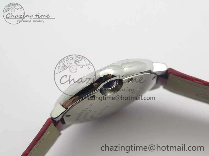 Ballon Bleu 33mm SS V6F 1:1 Best Edition Red Dial On Leather Strap SEIKO NH05A SoftTouch 6259